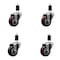 Service Caster 3'' Maroon Poly Wheel Swivel 1-3/8'' Expanding Stem Caster Set, 4PK SCC-EX20S314-PPUB-MRN-138-4 - alternate 1